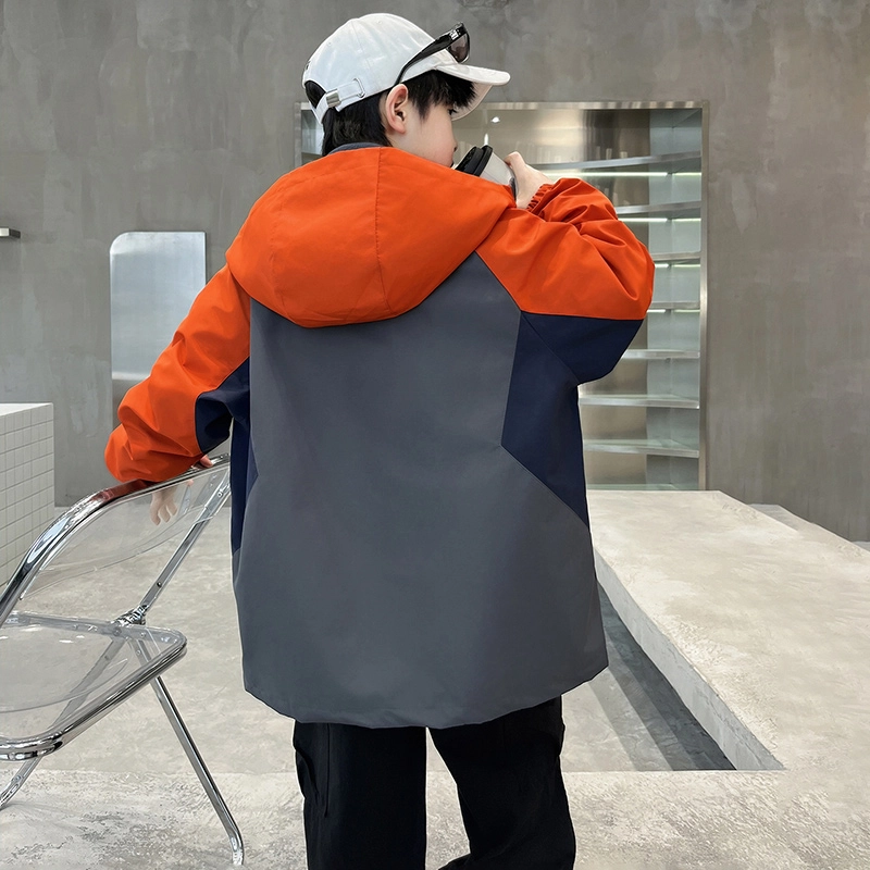 俞兆林夹克 时髦拼色反光条三合一保暖户外登山运动宽松连帽防风防水耐磨 青少年