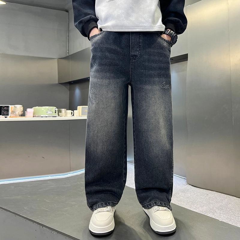俞兆林牛仔裤 男大童酷帅柔软舒适潮范直筒户外健身跑步亲肤 青少年