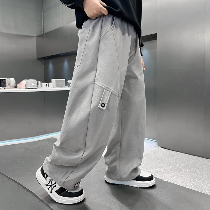 俞兆林 男大童简约显高显瘦垂感宽松亲肤直筒工装休闲裤适中儿童运动裤 春秋 青少年