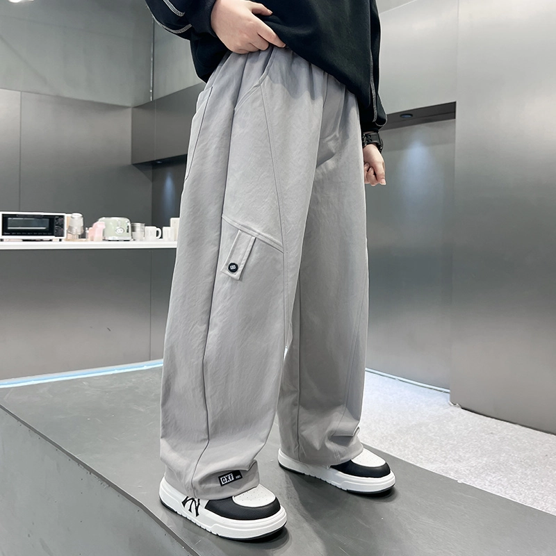 俞兆林 男大童简约显高显瘦垂感宽松亲肤直筒工装休闲裤适中儿童运动裤 春秋 青少年