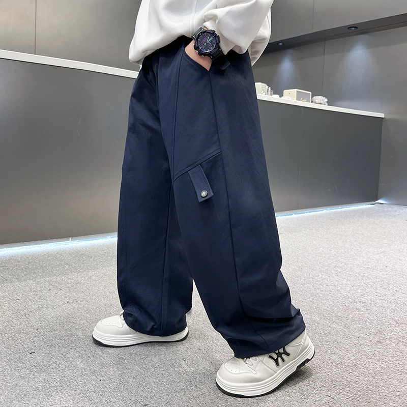 俞兆林 男大童简约显高显瘦垂感宽松亲肤直筒工装休闲裤适中儿童运动裤 春秋 青少年