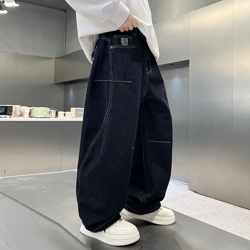 俞兆林牛仔裤 简约刺绣字母直筒柔软不硬微弹舒适 青少年