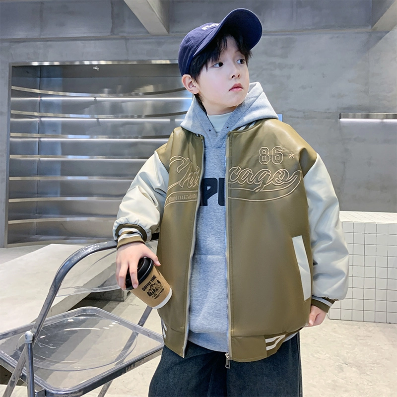 俞兆林夹克 加绒刺绣拼色棒球服 青少年