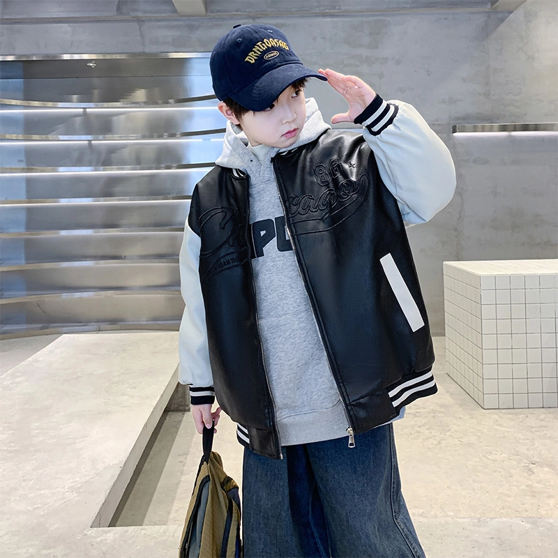 俞兆林夹克 加绒刺绣拼色棒球服 青少年