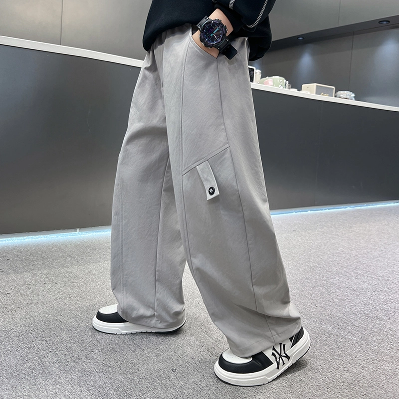 俞兆林 男大童简约显高显瘦垂感宽松亲肤直筒工装休闲裤适中儿童运动裤 春秋 青少年