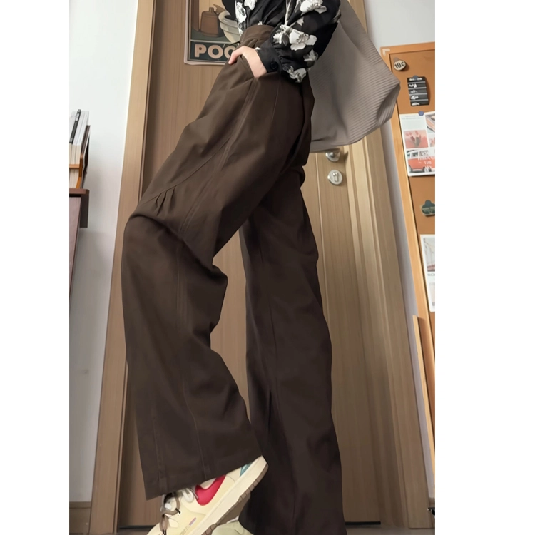 水中花 高街风格解构褶皱裤子潮牌女显瘦显高干伞兵裤直筒美式工装长裤休闲裤 女款