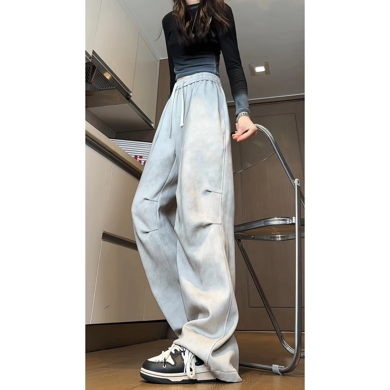 水中花 纯色宽松适中中腰系带休闲裤 女款