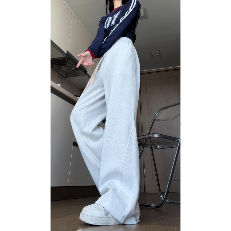 水中花 纯色适中中腰宽松系带休闲裤 女款