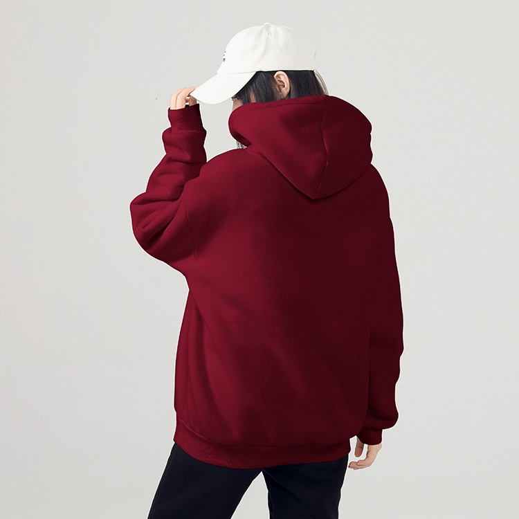 棉致 纯色显白加绒加厚款连帽宽松小众套头舒适简约长袖卫衣 女款