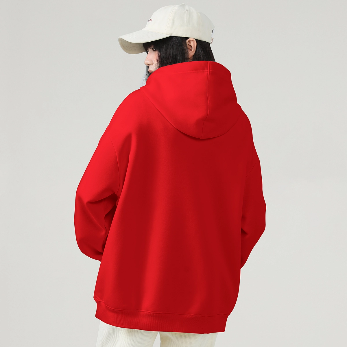 棉致 银杏小兔涂鸦潮流时尚创意百搭休闲简约柔软舒适套头连帽长袖卫衣 女款