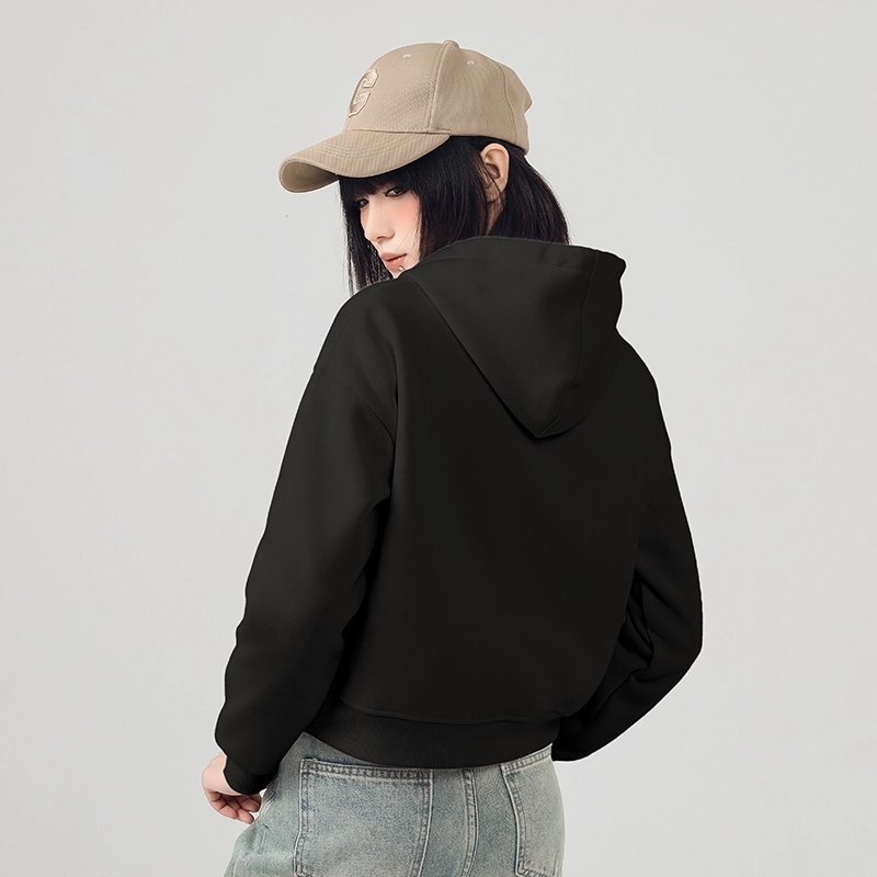 棉致 连帽短款宽松简约舒适通勤卫衣 女款