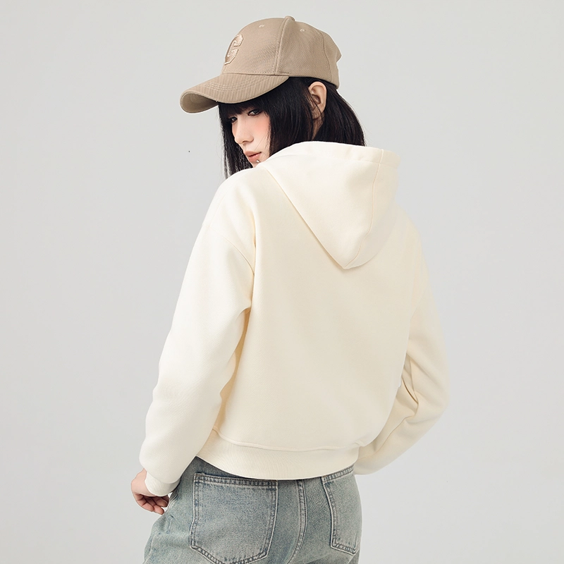 棉致 连帽短款宽松简约舒适通勤卫衣 女款