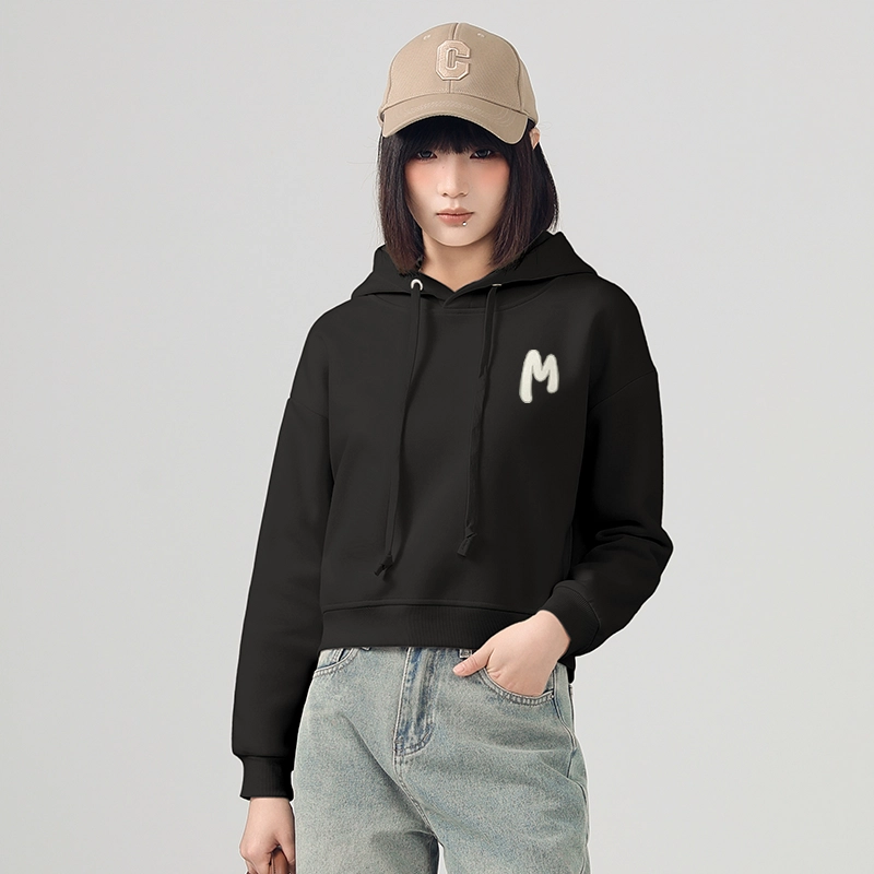 棉致 连帽短款宽松简约舒适通勤卫衣 女款