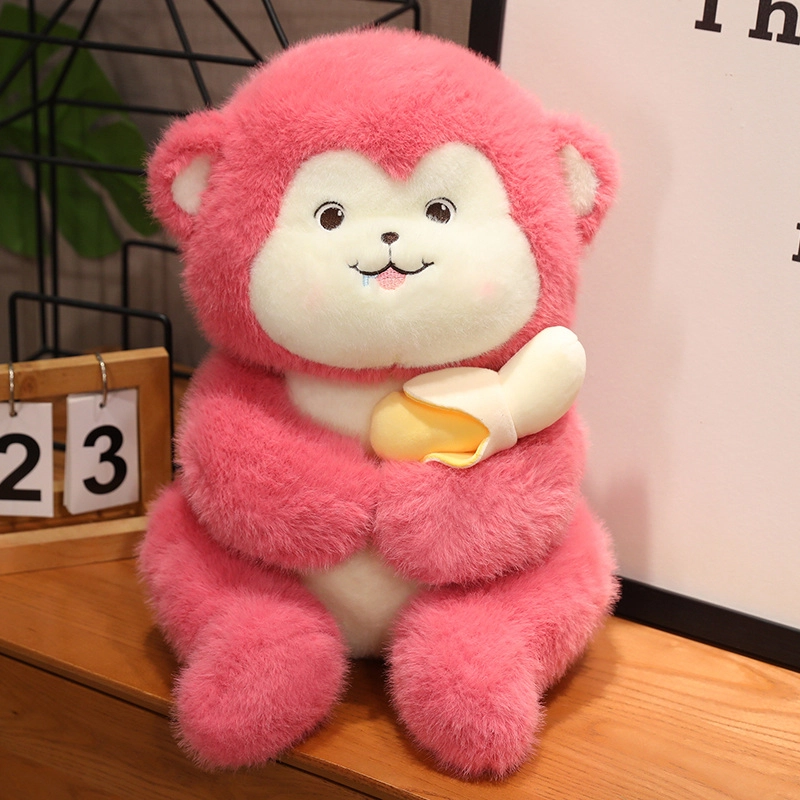 皮皮豆 吃香蕉的粉色小猴子 玩偶 毛绒公仔