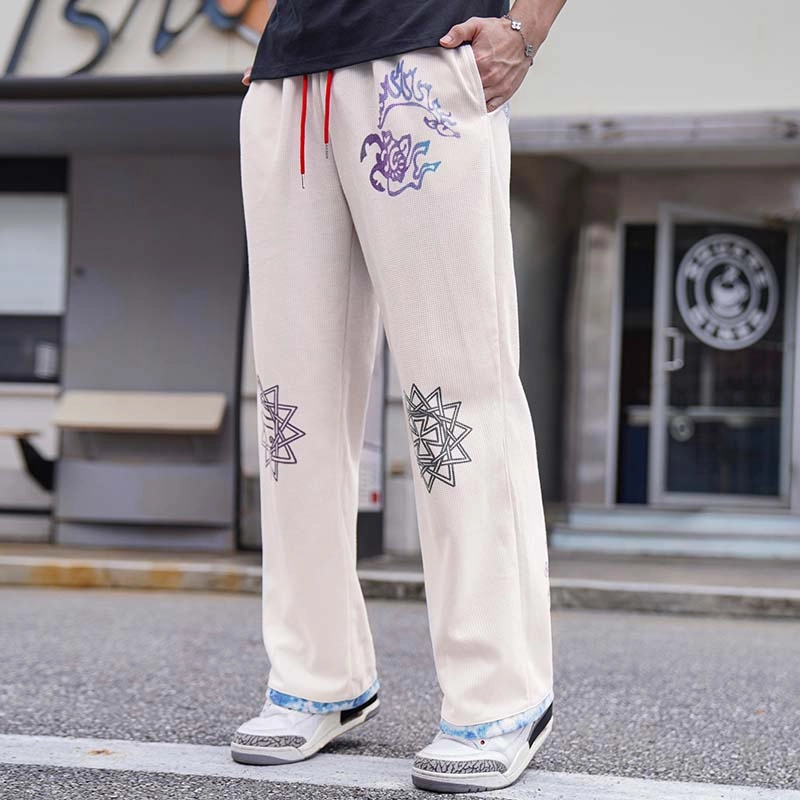 北极绒 美式潮流运动长裤宽松直筒透气亲肤涂鸦印花舒适百搭休闲裤 男女同款