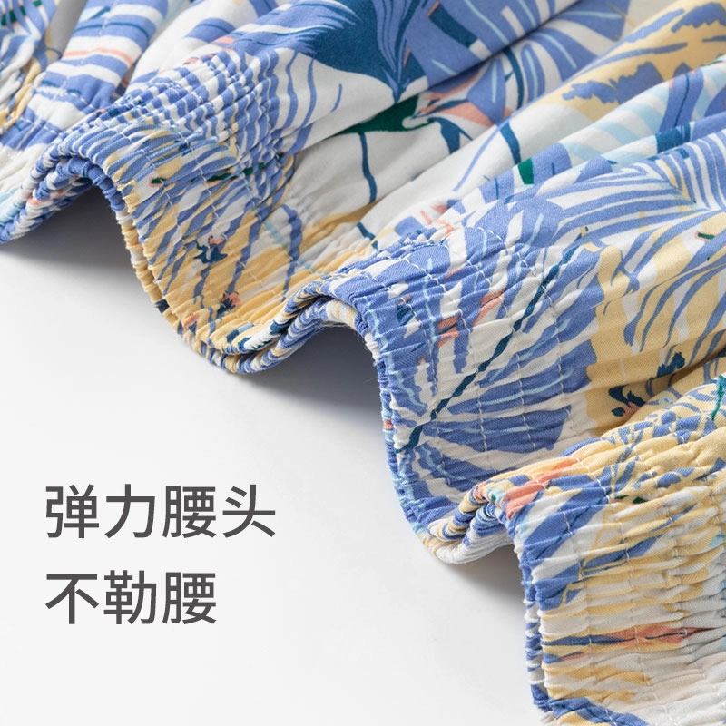 舒雅 蓝牌系列 印花柔软亲肤透气家居睡裤 女款 香槟色
