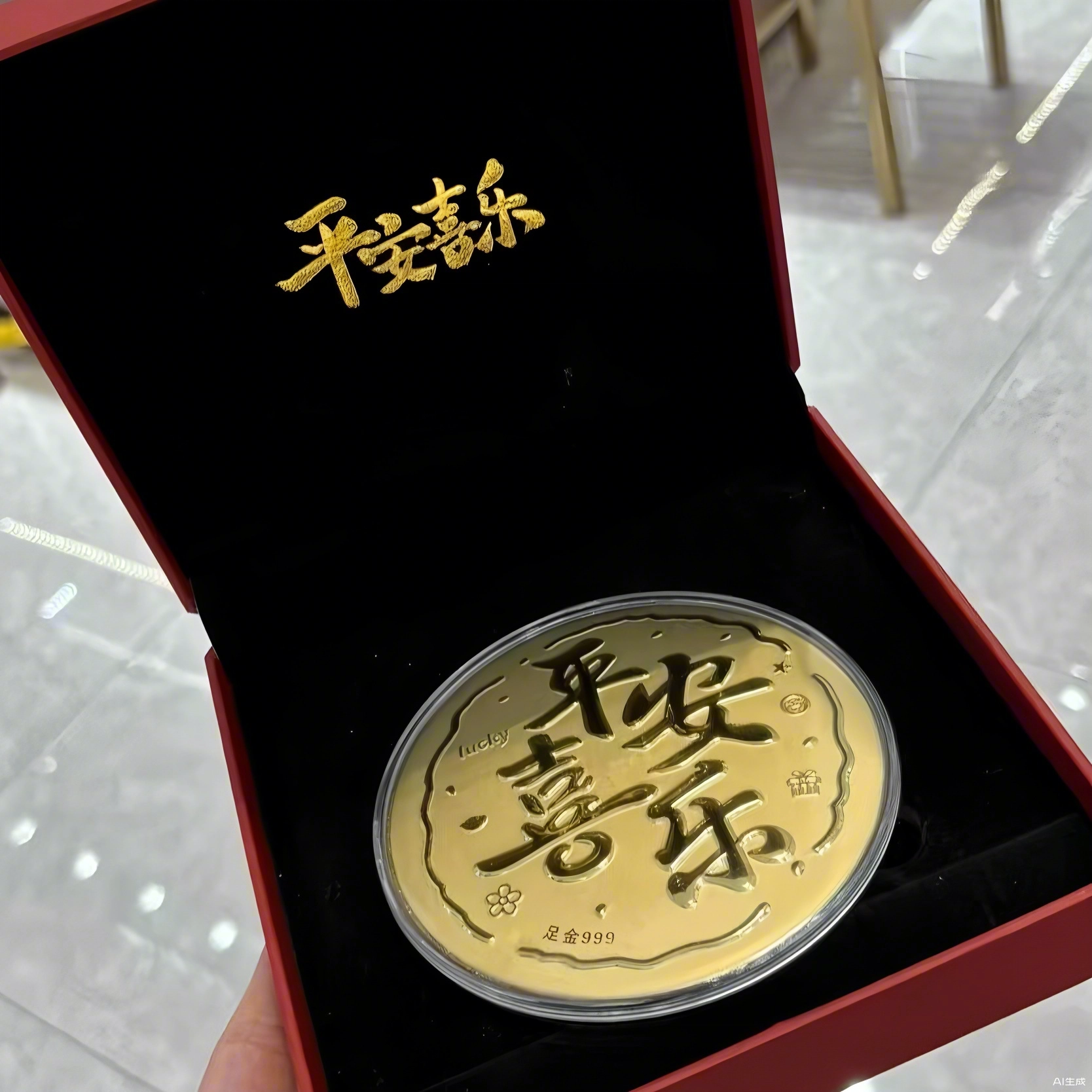 麟典 平安喜乐大饼发财平安纳福金饼新中式储值纪念金钱币宝藏高级小众保值礼盒#好运 金 挂件 男女同款情侣款