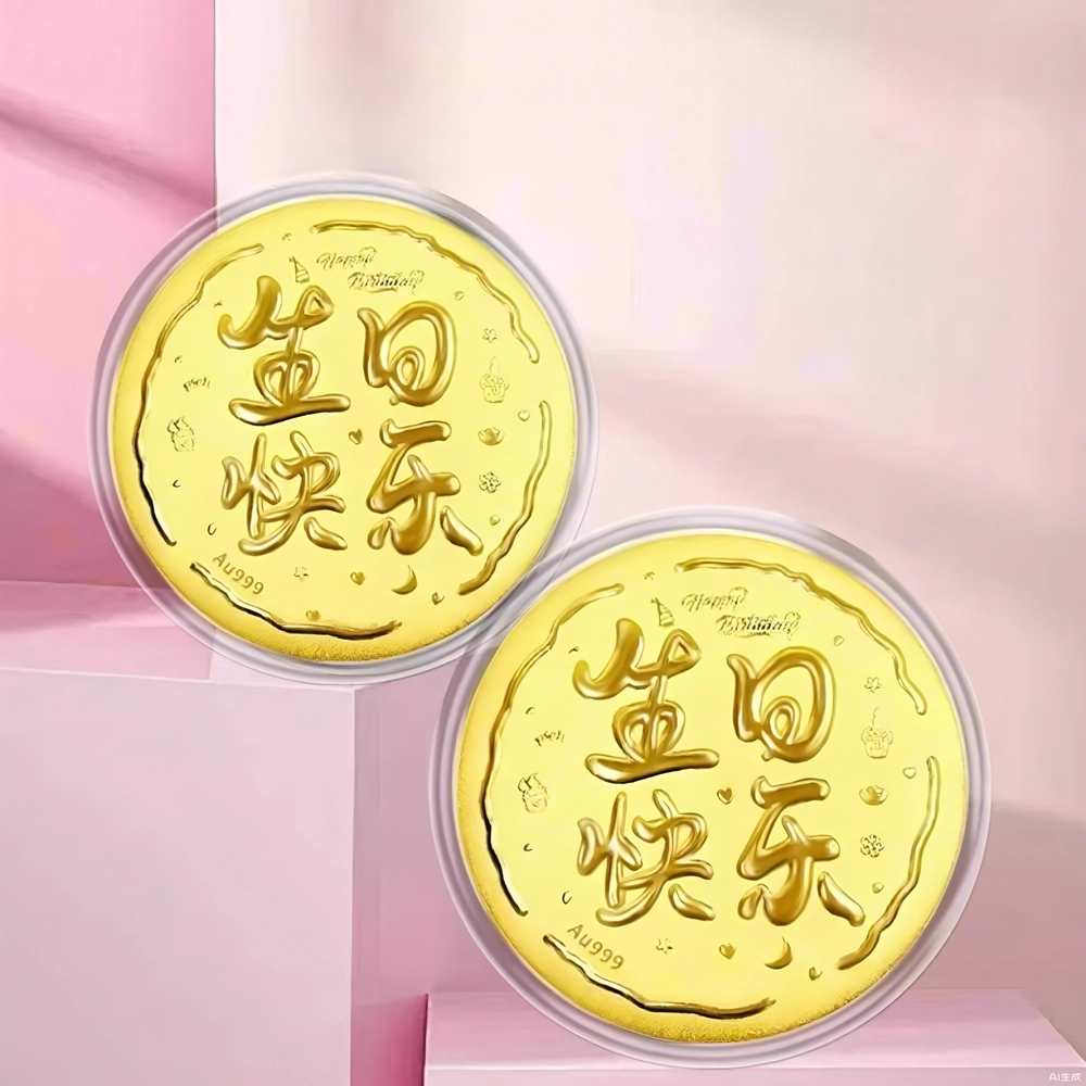 麟典 生日快乐大饼平安纳福新中式储值宝藏手机挂饰 高级小众礼盒#好运 金 挂件 男女同款情侣款
