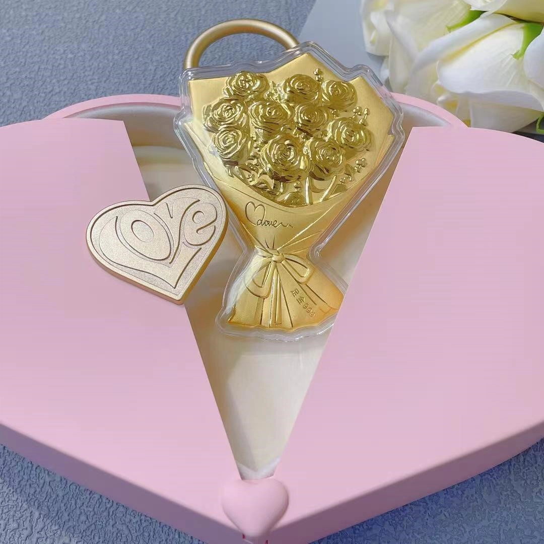 麟典 玫瑰花束真爱浪漫永不凋谢 十全十美告白平安纳福储值新中式永生花摆件宝藏高级小众本命年礼盒#好运 金 金片 男女同款情侣款