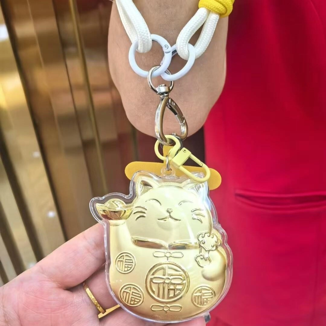 麟典 招财猫手机链 元宝平安纳福钥匙扣新中式精致可爱背包挂绳储值金钱币宝藏高级小众保值礼盒#好运 金 挂件 男女同款情侣款