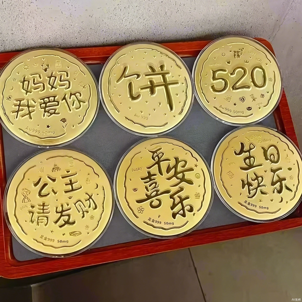 麟典 平安喜乐大饼发财平安纳福金饼新中式储值纪念金钱币宝藏高级小众保值礼盒#好运 金 挂件 男女同款情侣款