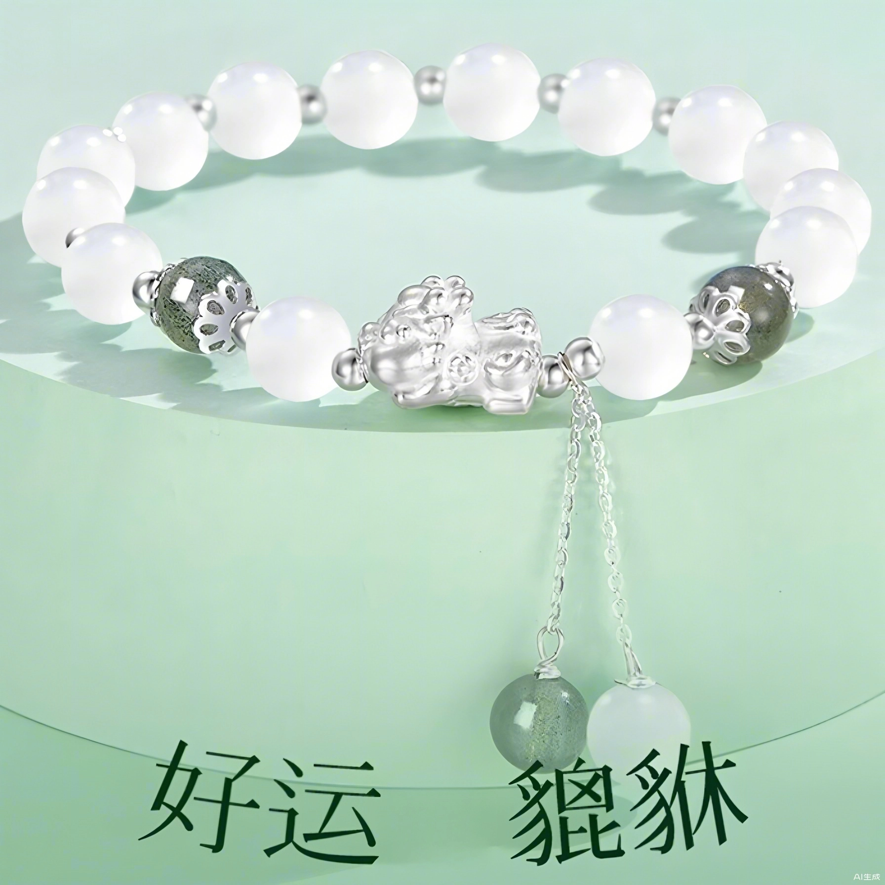麟典 招财貔貅 国潮新中式财源滚滚#好运 玻璃猫眼 手串 男女同款情侣款