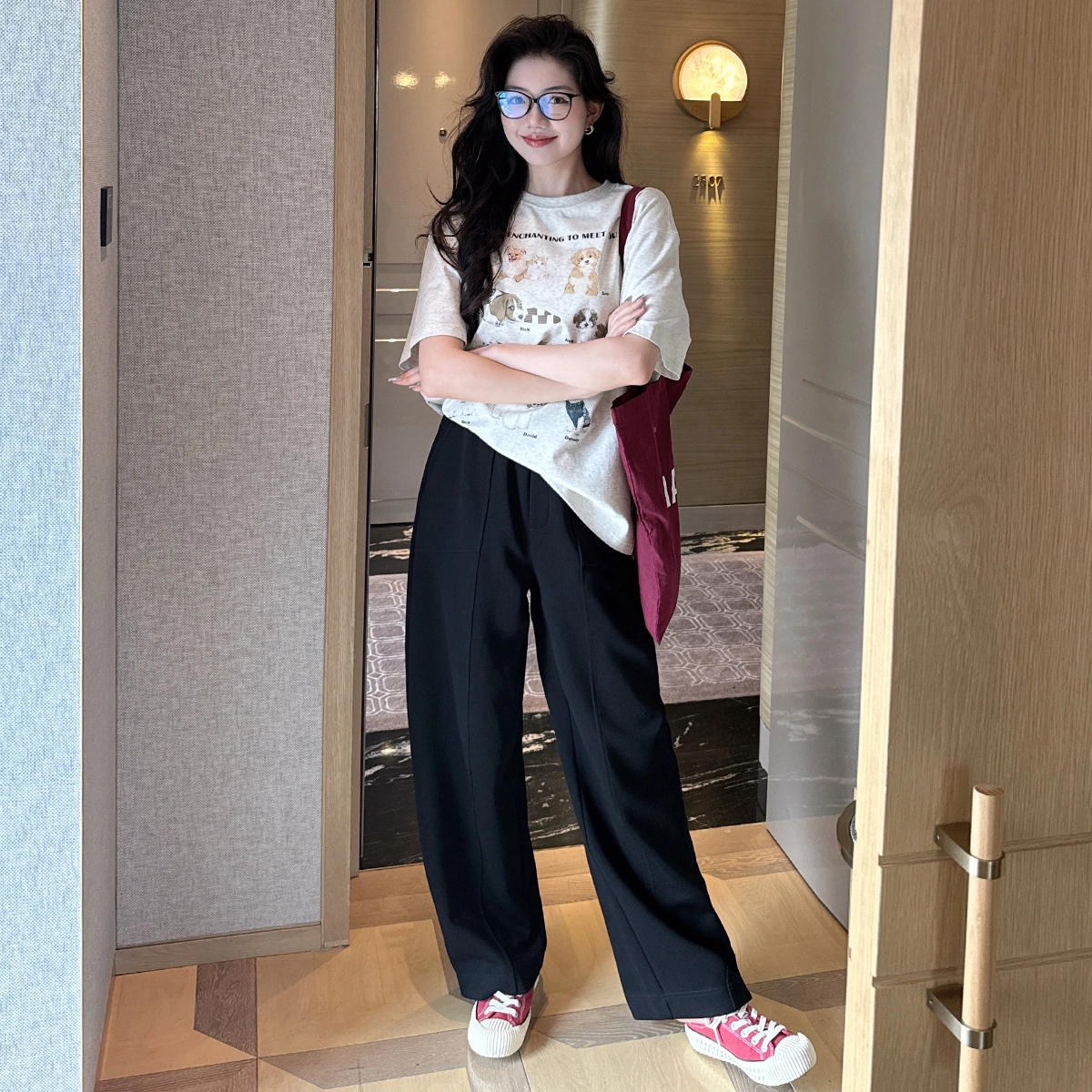美洋 立裁香蕉裤宽松阔腿高腰休闲裤 女款