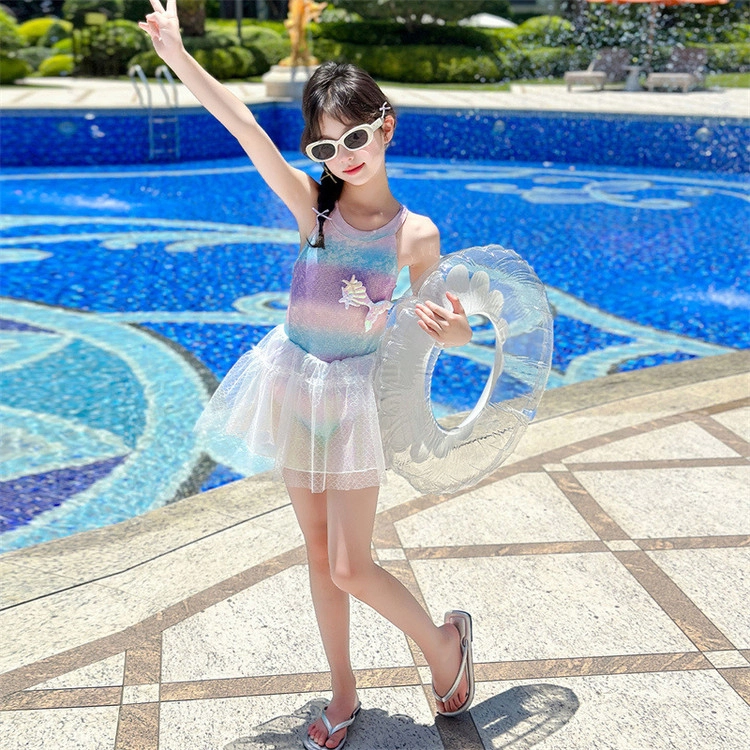 木木兔 夏季时髦洋气时尚甜美女孩中大童初中生游泳学生少女吊带泳装泳衣裤