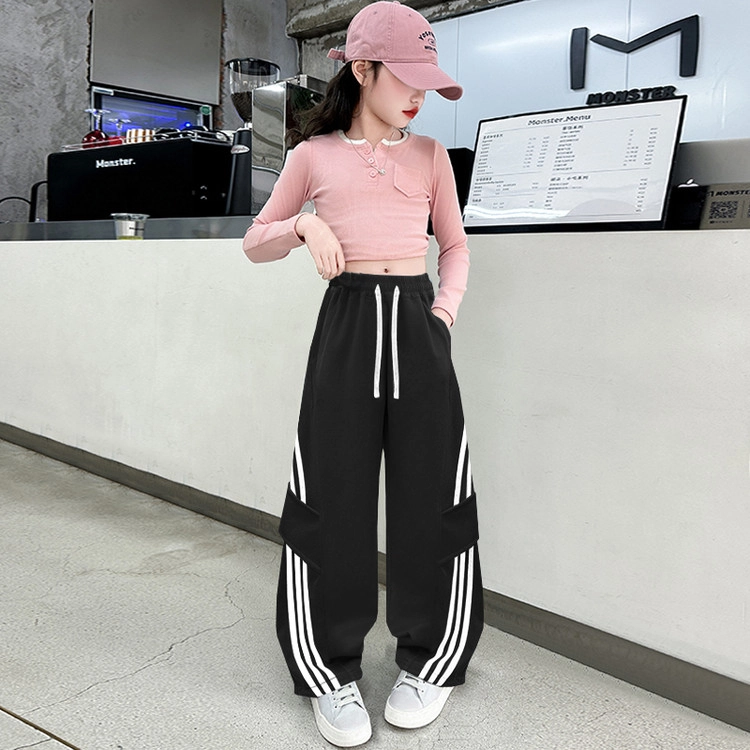 木木兔长裤 青春时尚女童裤子宽松舒适春秋款休闲运动卫裤  简约百搭时髦洋气 儿童款