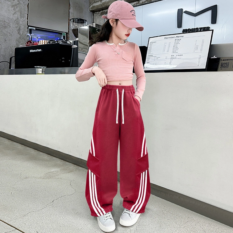 木木兔长裤 青春时尚女童裤子宽松舒适春秋款休闲运动卫裤  简约百搭时髦洋气 儿童款