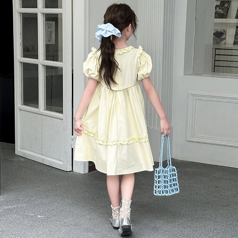 木木兔连衣裙 时髦洋气夏季薄款宽松舒适中大童时尚百搭女孩泡泡袖裙子