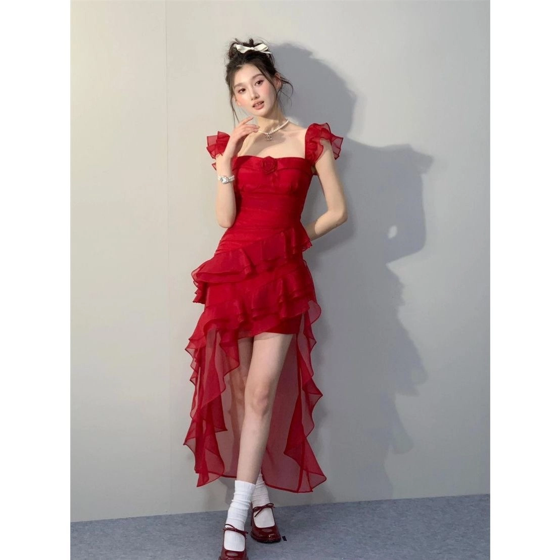 木木兔 合身方领适中无袖连衣裙 女款