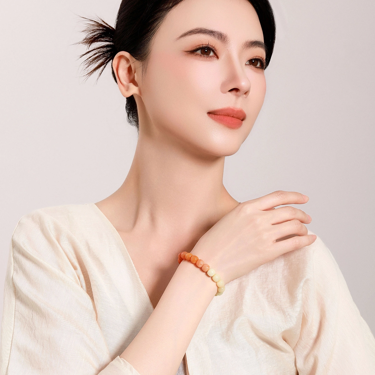 梦金园 【吉祥富贵】渐变 吉祥如意招财纳福转运珠#好运 黄龙玉 玉石手串 女款