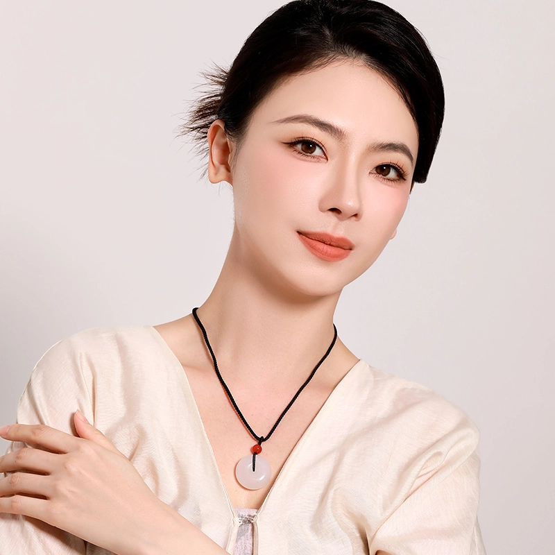 梦金园 翠玉福扣 新中式国风优雅简约平安扣 圆润质感同心圆福气满满 一扣平安 福泽绵长#好运 天山翠 项链 女款