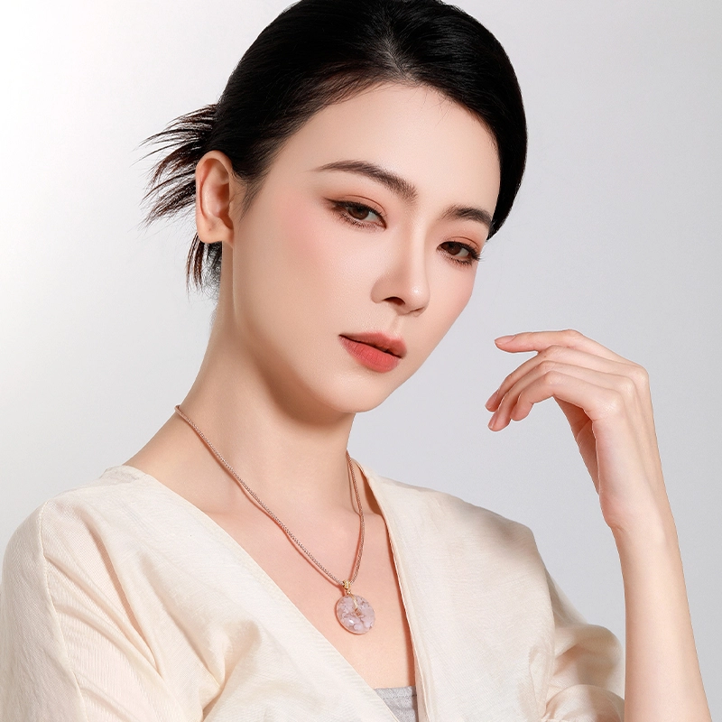 梦金园 樱花平安扣 新中式小众设计高级感国潮民族情怀 简约温柔气质百搭 平安招财#好运 编绳 玛瑙 项链 男女同款情侣款