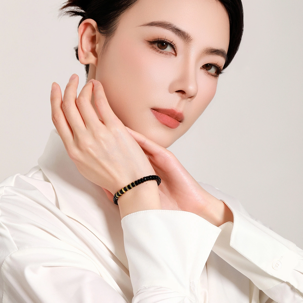 梦金园 【财富之石】招财纳福串珠手饰 直切珠子配饰五彩锆石 新中式守护平安#好运 玛瑙 手串 女款