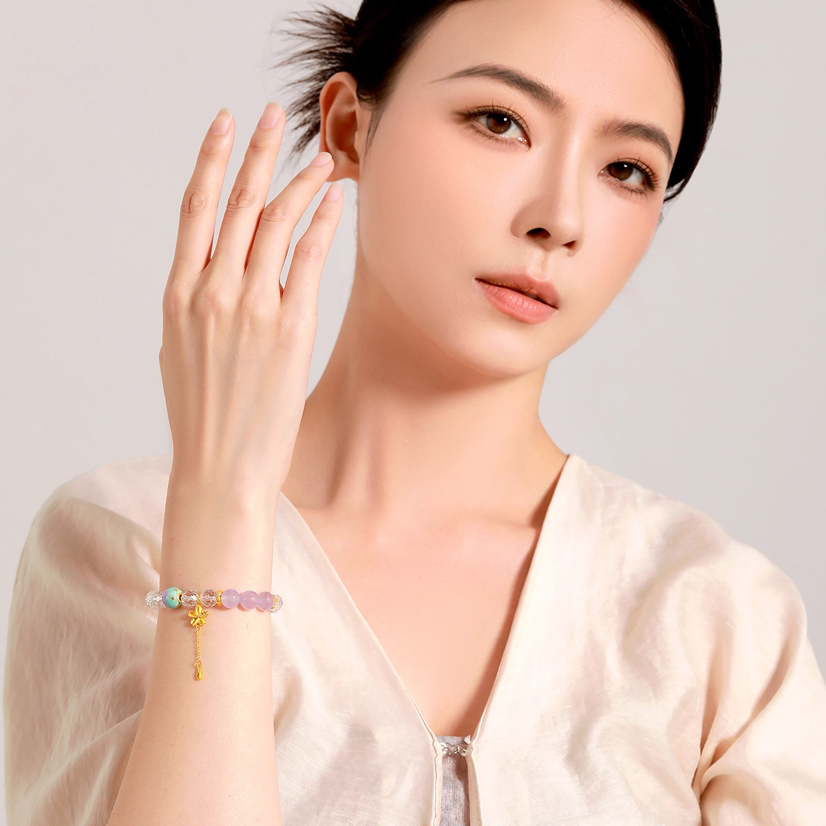 梦金园 漫漫星河 小众高级感流苏好运转运天然 白水晶 手串 女款