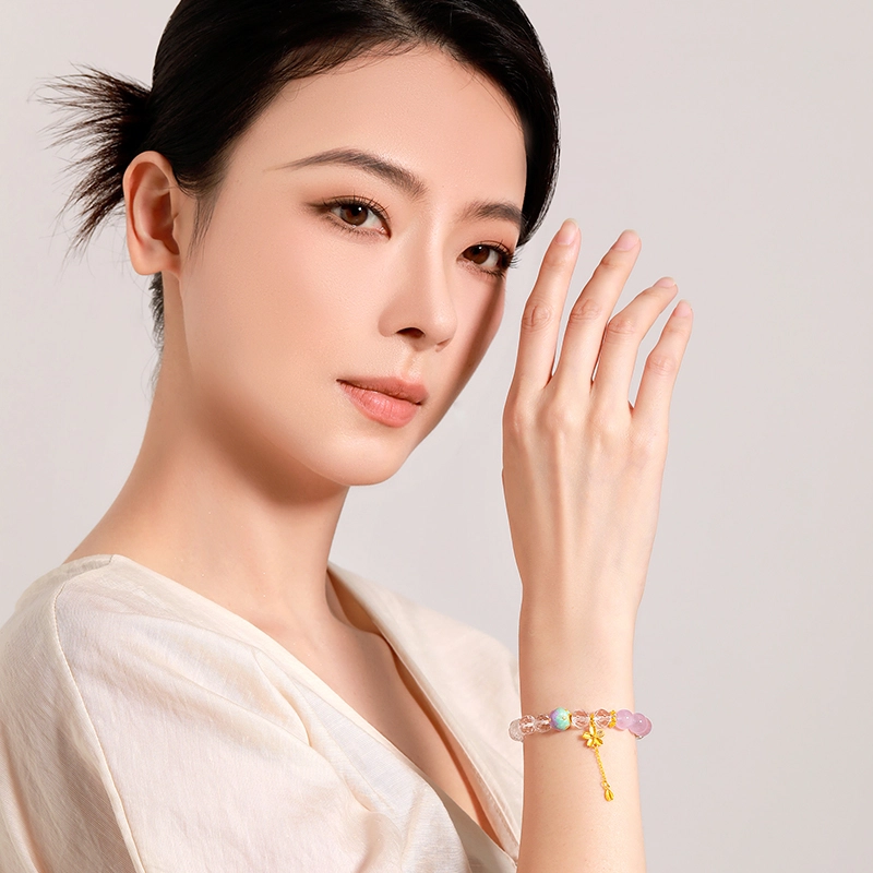 梦金园 漫漫星河 小众高级感流苏好运转运天然 白水晶 手串 女款