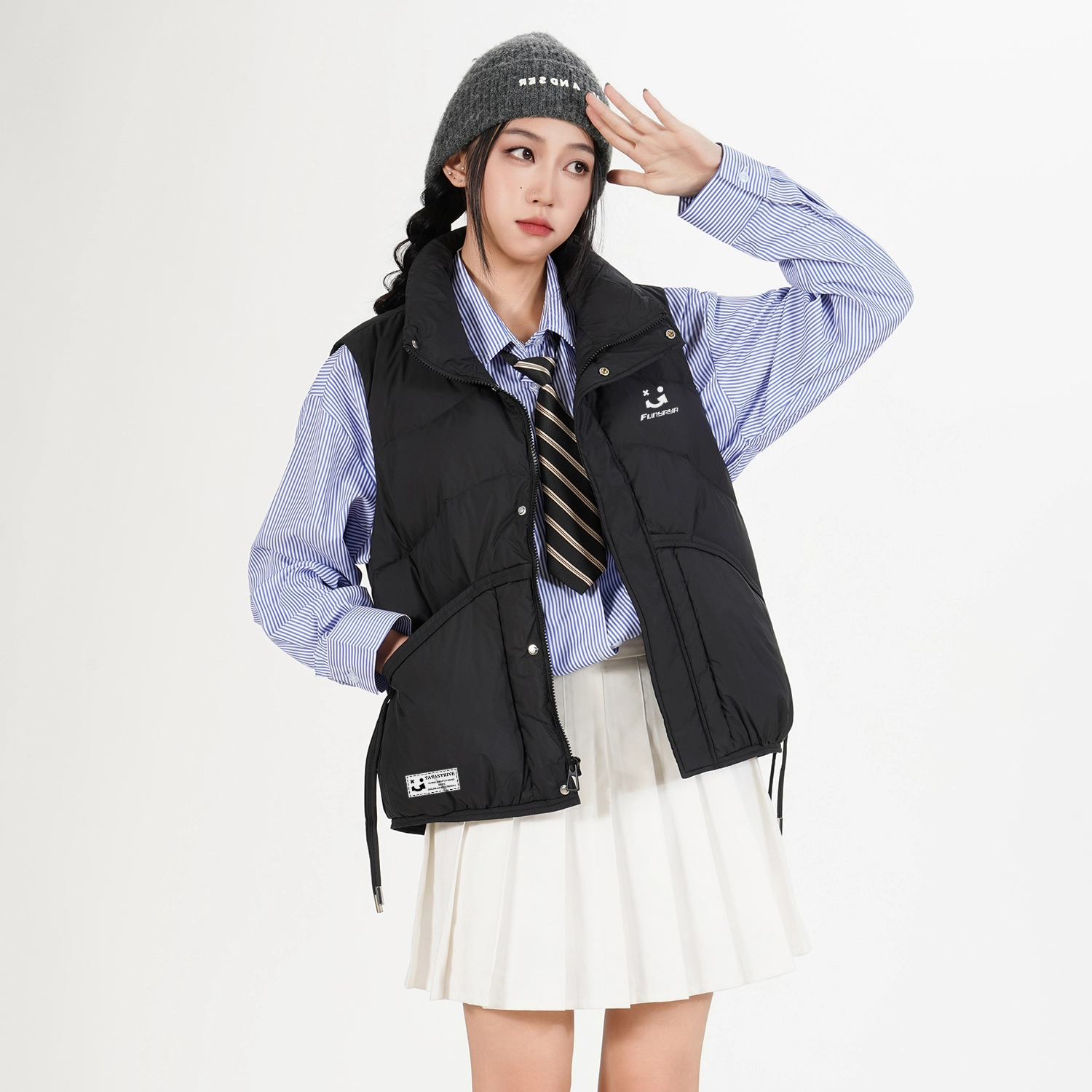 鸭鸭 日常休闲运动户外保暖立领无袖羽绒服 女款