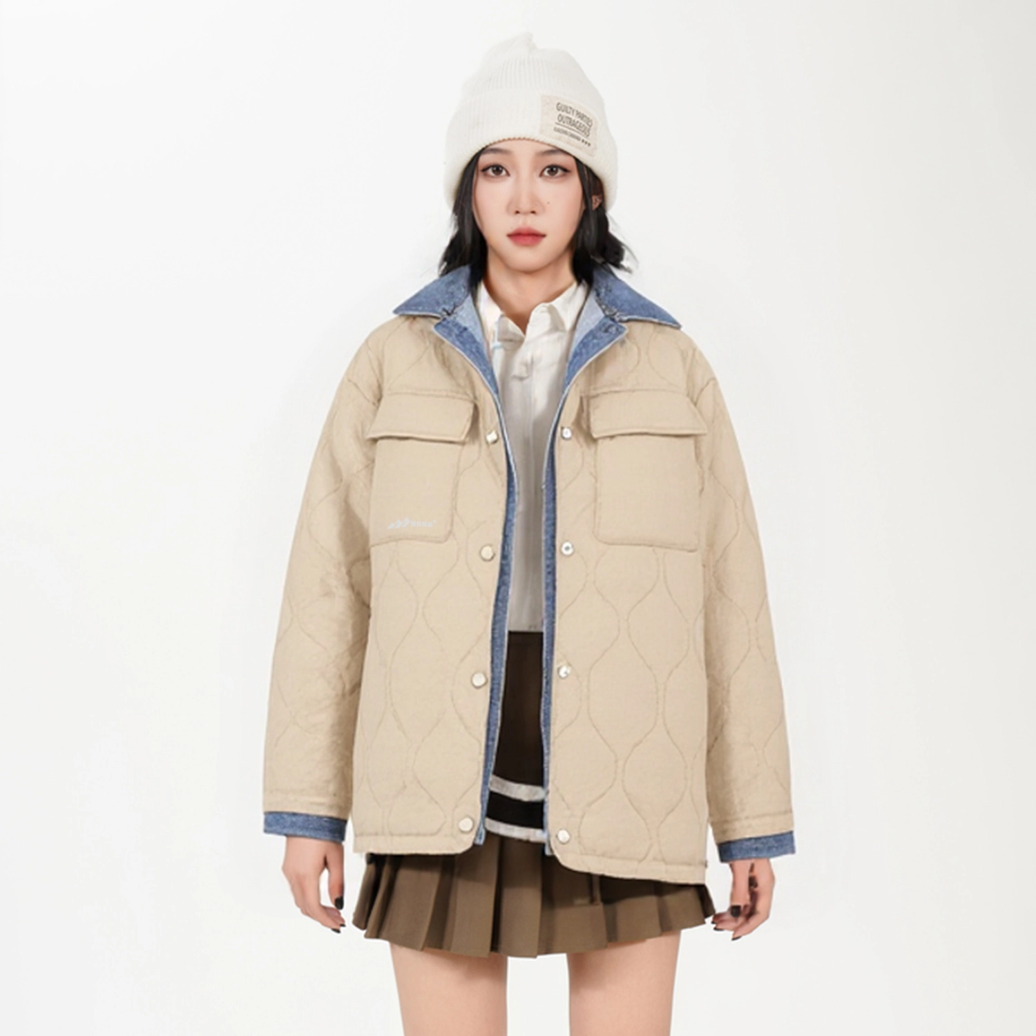 鸭鸭 美式简约品牌字母宽松休闲防风抗寒舒适面包羽绒服 男女同款