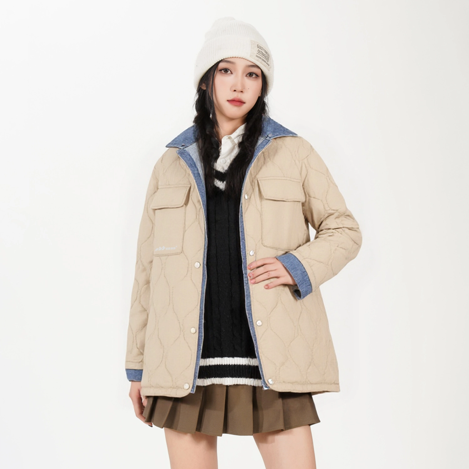 鸭鸭 美式简约品牌字母宽松休闲防风抗寒舒适面包羽绒服 男女同款