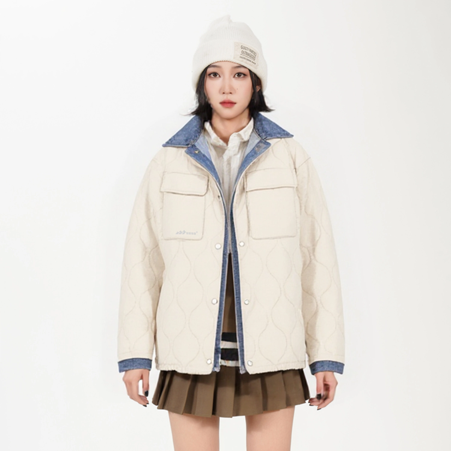 鸭鸭 美式简约品牌字母宽松休闲防风抗寒舒适面包羽绒服 男女同款