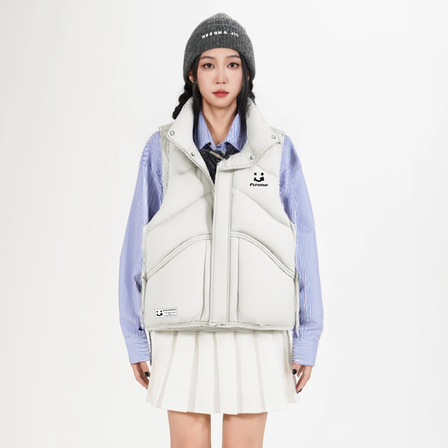 鸭鸭 日常休闲运动户外保暖立领无袖羽绒服 女款