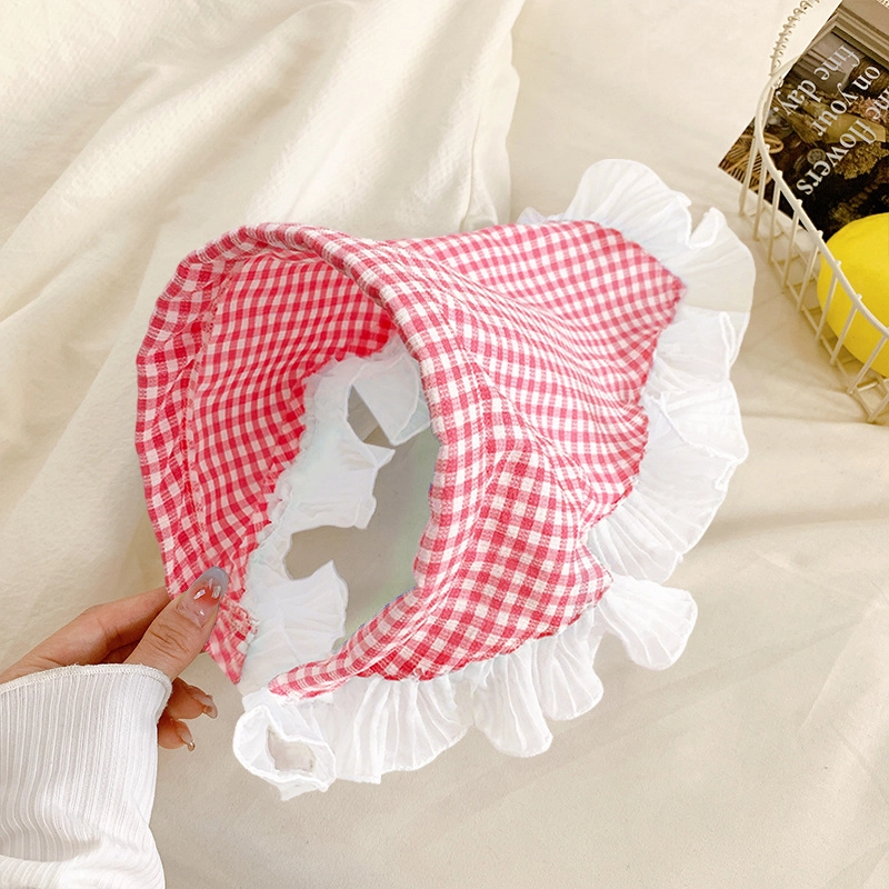 蒙妮 田园风蕾丝格子三角巾 布艺 发箍 女款