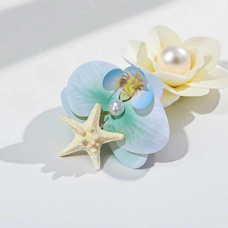 蒙妮 夏日海星蝴蝶兰花朵#好运 树脂 发夹 女款