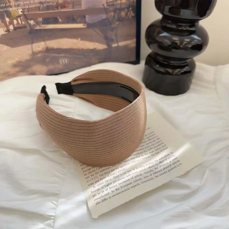 蒙妮 复古高级感条纹宽边针织头箍 塑料 发箍 女款