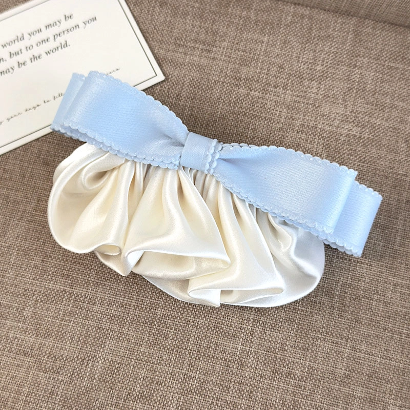 蒙妮 缎面蝴蝶结褶皱侧边夹 涤纶 发夹 女款