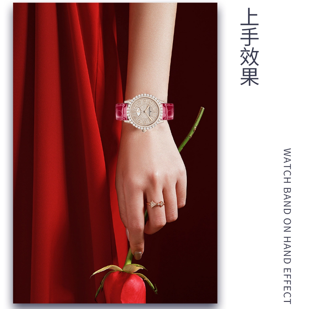 达梭鳄鱼皮适用积家真皮表带原装翻转约会系列女月相大师皮手表表带男女同款