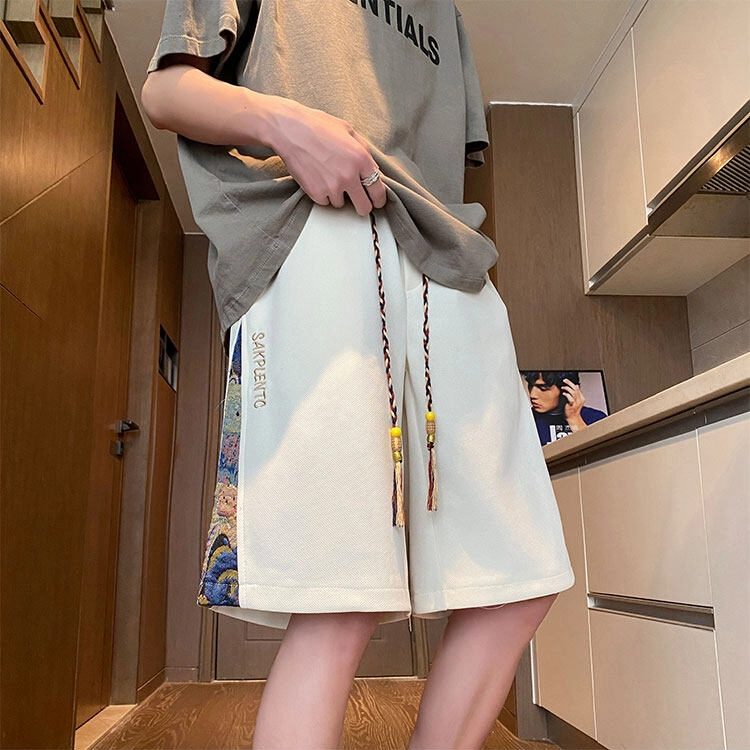 袋鼠 高街小熊拼接五分裤立体剪裁设计日系美式韩版潮牌解构宽松创意街头通勤百搭时尚休闲短裤 男女同款