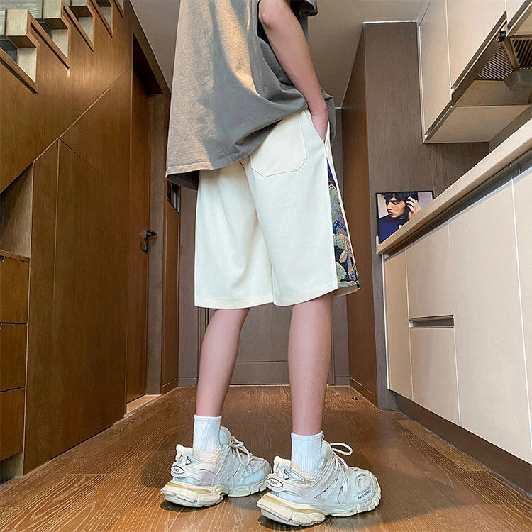 袋鼠 高街小熊拼接五分裤立体剪裁设计日系美式韩版潮牌解构宽松创意街头通勤百搭时尚休闲短裤 男女同款